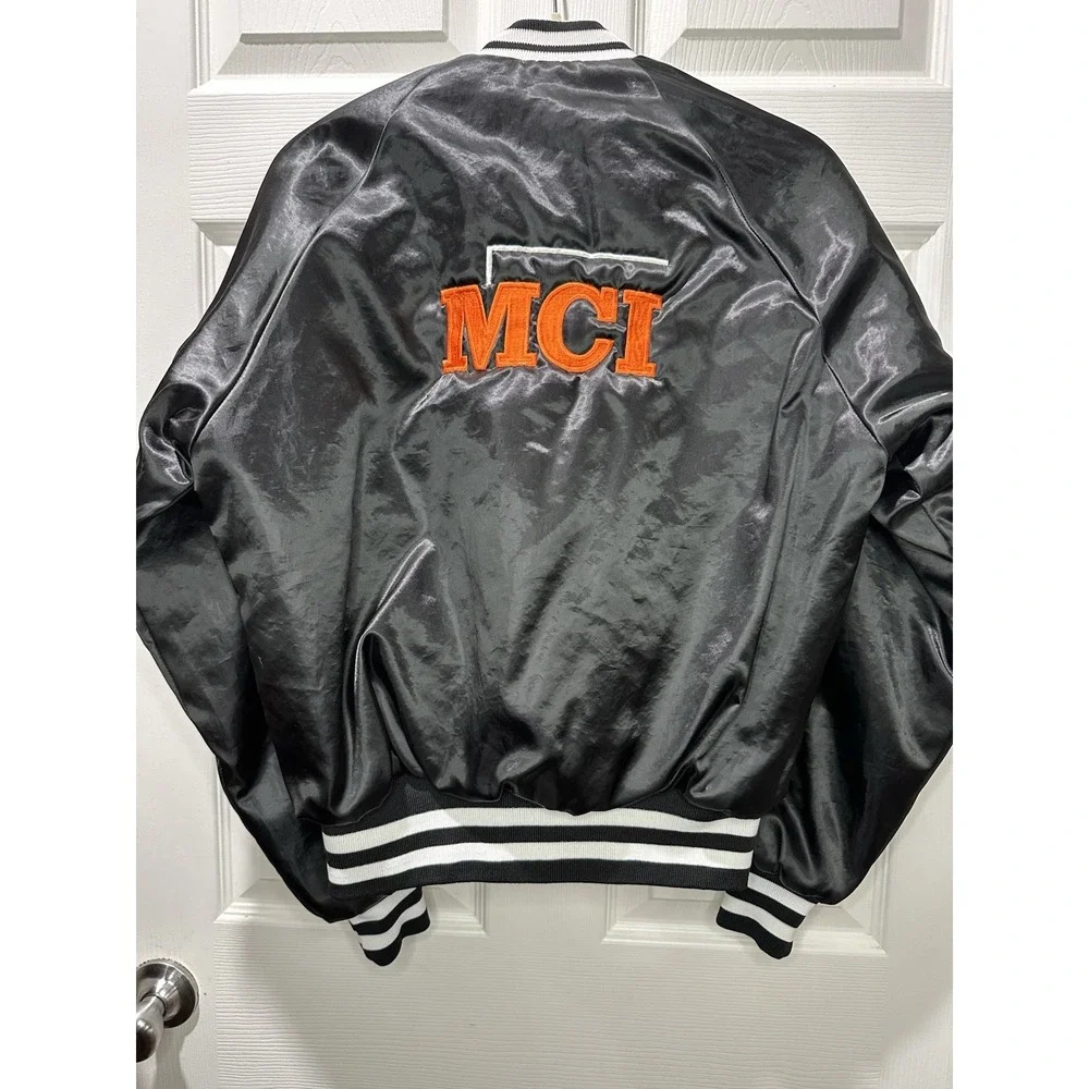 Vintage‎ MCI Women's Small Satin Bomber Jacket Retro Pla-Jaq By Dunbrooke